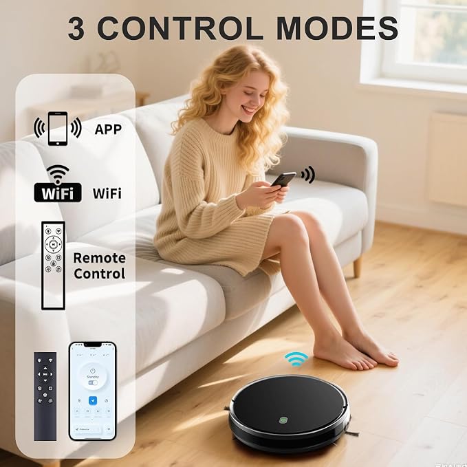 Robot Vacuum and Mop combo, 3500Pa Vacuum Cleaner Robot Navigation with high efficient roller brush, 60dB Robot Vacuum Cleaner with APP Control,Blue tooth, Ideal for Pet Hair, Carpets, Hard Floors