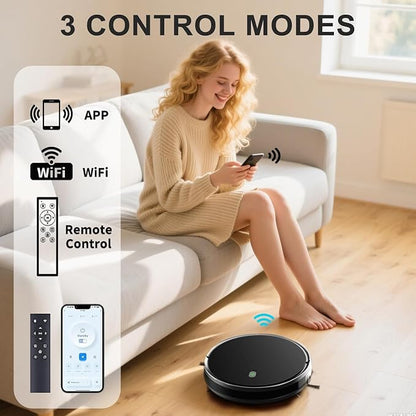 Robot Vacuum and Mop combo, 3500Pa Vacuum Cleaner Robot Navigation with high efficient roller brush, 60dB Robot Vacuum Cleaner with APP Control,Blue tooth, Ideal for Pet Hair, Carpets, Hard Floors