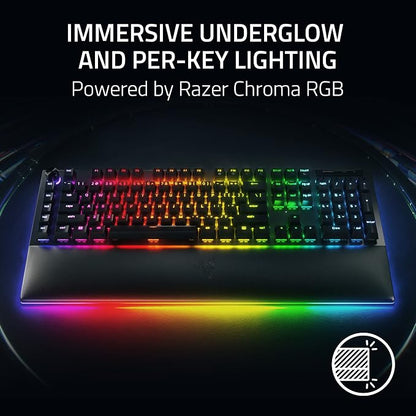 Razer BlackWidow V4 Pro Wired Mechanical Gaming Keyboard, Orange Switches | Tactile & Quiet Switches, Doubleshot ABS Keycaps, Command Dial, 8 Dedicated Macro Keys, RGB, Snap Tap, Magnetic Wrist Rest