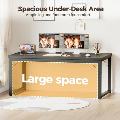 Mericonia 40 Inch Computer Desk, 1" Thick Small Office Table, Black | Modern Simple Style, Heavy Duty Industrial Frame, Small Study & Writing Table for Home Bedroom Work