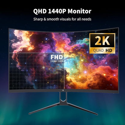 KTC H27S5C 27 Inch Curved Gaming Monitor, 1440P QHD 144Hz Monitor, HDR 400 | 2560x1440 120Hz Curve Monitors, 1500R HVA Panel, Adaptive Sync, 400nits, 129%sRGB, HDMI DP, Eye Care VESA 100x100 Mount