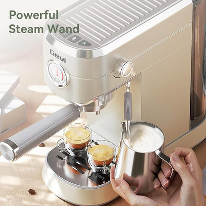 Gevi 20Bar Espresso Machine,Compact Coffee Maker with Adjustable Steam Wand | Removable Water Tank; Include Necessary Accessories; Can Make Americanos、Latte; Easy to Clean and Maintain;