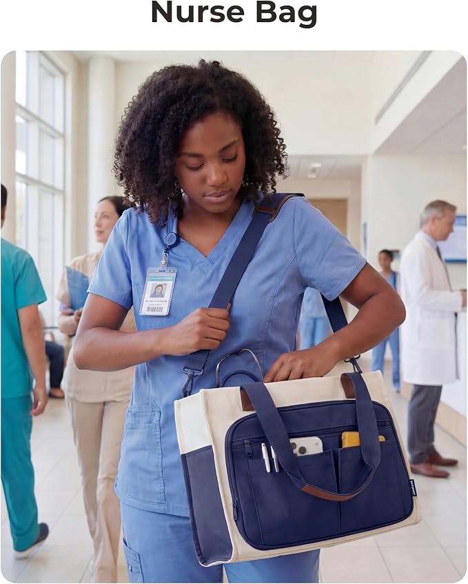 BAGSMART Small Tote Bag for Women, 13'' Laptop Canvas Work Bag with Zipper | 30oz/40oz Tumble & 11 Pockets Travel Tote, Teachers/Nurses, Lightweight Canvas or Water-Resistant Puffer Taslon Crossbody Bag
