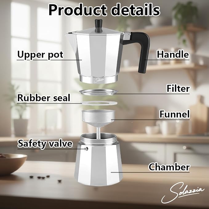 9 Cup Stovetop Espresso Maker Italian Moka Pot, Stove Top Cuban Coffee Maker, Greca Mocha Pot(Basic, 15 oz/450ml)