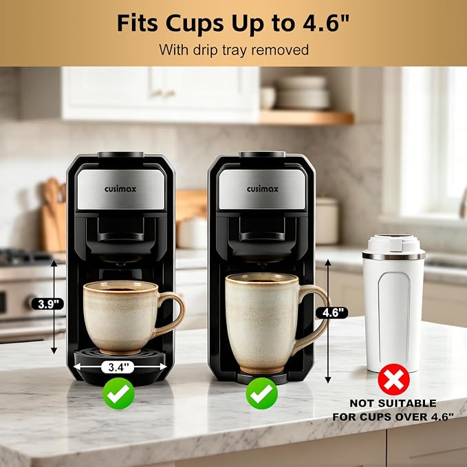 CUSIMAX Espresso Machine Compatible with Nespresso Original Pods | Single Serve Espresso Coffee Maker, Programmable Brew Size, 19Bar High Pressure, 20oz Removable Water Tank, Stainless Steel