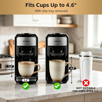 CUSIMAX Espresso Machine Compatible with Nespresso Original Pods | Single Serve Espresso Coffee Maker, Programmable Brew Size, 19Bar High Pressure, 20oz Removable Water Tank, Stainless Steel