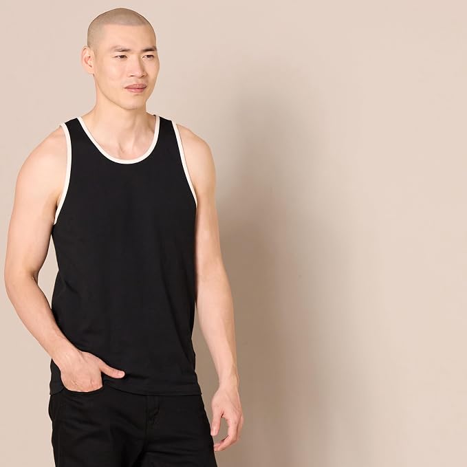 Amazon Essentials Men's Active Quick Dry Tech Stretch Moisture Wicking Lightweight Gym Tank Top