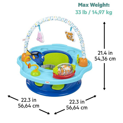 Bright Starts Disney Baby Finding Nemo SuperSeat, Fun Baby Seat for Sitting Up, Playtime, and Meals, Ages 4 Months to 4 Years, Blue