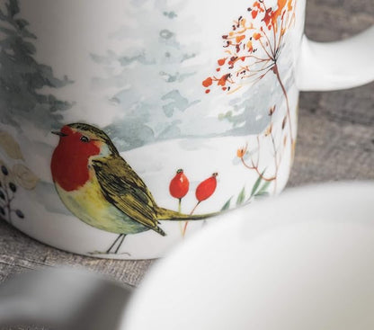 Maison d' Hermine Coffee Mug with Handles Tea Cups (15 Ounce, Pack of 2) | Fine Bone China Coffee Mugs for Hot Beverages Cappuccino Latte Home Restaurant Hotel Spring Summer -Morzine