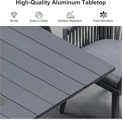 PURPLE LEAF 5 Pieces Patio Dining Set with Outdoor Aluminium Dining Table and Woven Chairs Modern Metal Furniture Cushions Sets for Garden Yard Indoor Decor Kitchen Gray