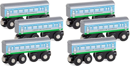 Orbrium 3 Pcs Large Wooden Railway Express Coach Cars, Compatible with Thomas & Friends Push-Along The Tank Engine, Brio, Chuggington Wooden Train (Pack of 2)