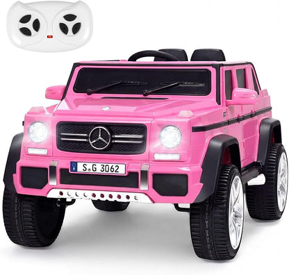 Costzon Ride on Car, Licensed Mercedes-Benz Maybach, 12V Battery Powered Vehicle Toy w/ 2 Motors, Remote Control, 3 Speeds, Lights, Horn, Music, Aux, Storage, Truck, Electric Car for Kids (Pink)