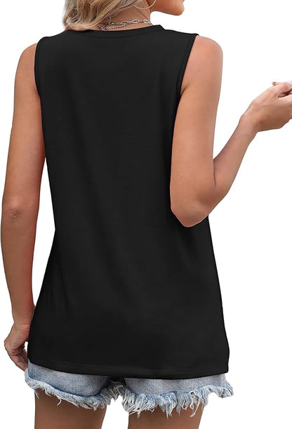 WIHOLL Women's Sleeveless Summer Crewneck Loose Fit Tank Tops