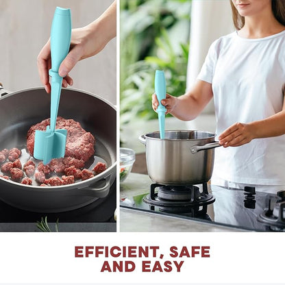 PGYARD Meat Chopper Hamburger Grinder, Kitchen Smasher for Ground Beef | Heat Resistant, 5 Nylon Blade, Burger Grinder Potato Mix Tool, Meat & Poultry Tenderizers, Dishwasher Safe, Aqua