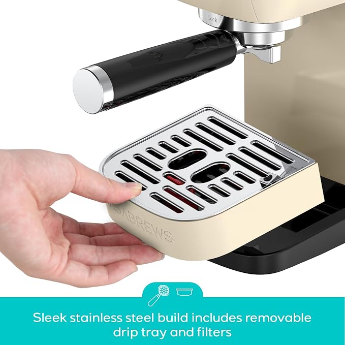 CASABREWS 3700 Essential Espresso Machine, Stainless Steel Espresso Maker | 20-Bar Italian Pump, Powerful Steam Wand, 43.9oz Removable Water Tank, Compact Espresso Maker for Home, Cappuccino & Latte