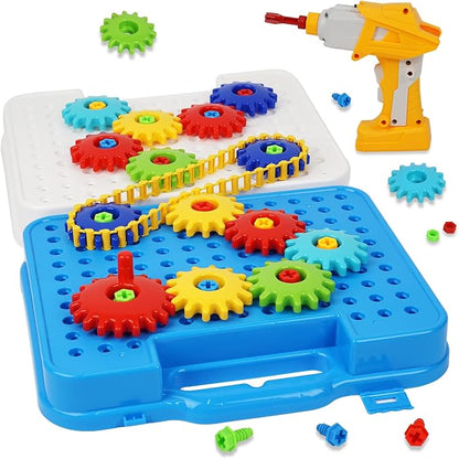 Gears Toys for Kids Ages 4-8, STEM Educational Construction Toys, Building Toy Set for Boys and Girls, Engineering Building Blocks Creative Learning Toy Set