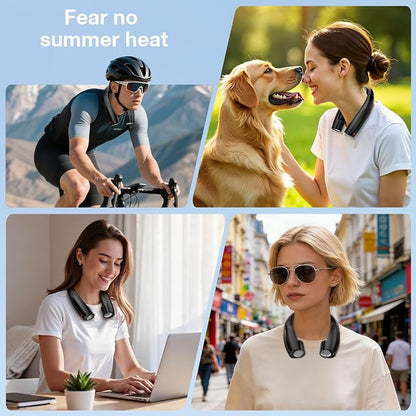 Portable Neck Fan, 6 Speeds Rechargeable Personal Fan with AI Chips, Hands-Free 360° Faster Cooling Wearable Fan, Ultra Quiet for Home, Office, Travel, Indoor, Outdoor - Black