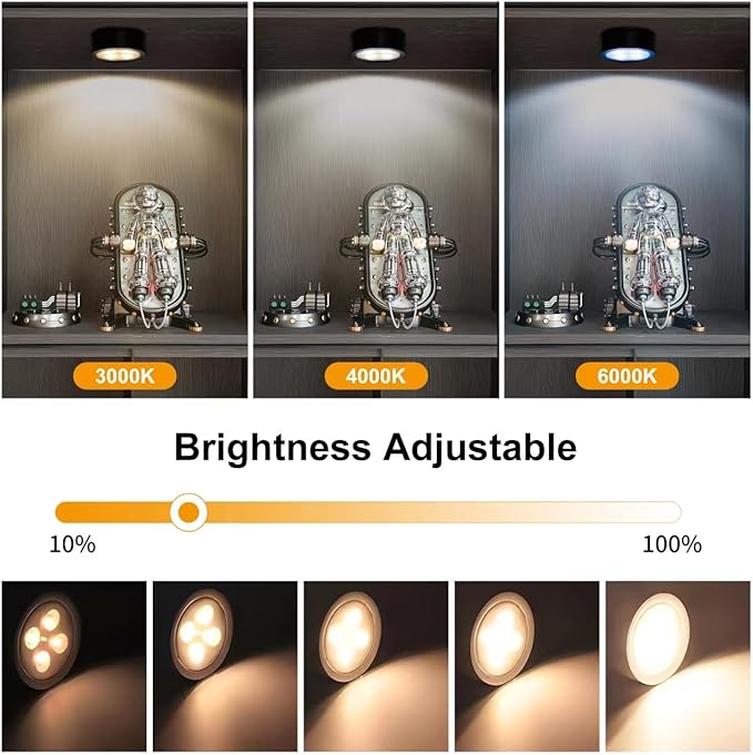 3-Pack Battery Operated Picture Light Magnetic Painting Light with 3 Lighting Modes,Remote and Dimmable Timer Art Display Light for Picture Artworking Frame Portrait,Wireless Wall Decor Puck Lights