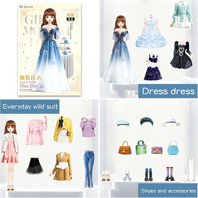 Magnetic Dress Up Paper Dolls for Girls Ages 4-7, Pretty Princess Game Paper Dolls Dress Up Toys, Creating Imaginative Birthday Gifts