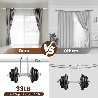 1” Diameter Silver Curtain Rods Itself is 30 to 90 inch, 1 Pack Fit 30-84 inch Windows with Heavy Duty Adjustable Rod 1 Inch Diameter Splicing Metal Extra Long Curtain Rod