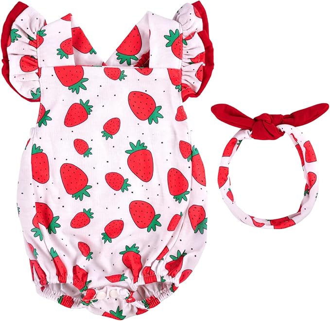 BABESIDE Reborn Baby Doll Clothes for 18-20 Inch Dolls,Strawberry Outfit Set, Cute Baby Doll Accessories for Reborn Girl Dolls