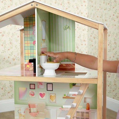 Delta Children Moveable Mansion Dollhouse - 360-Degree Play Dollhouse with Wheeled Base - Includes 16 Accessories - Fits 12-inch Dolls - Pretend Play Dream Gift for Ages 3+
