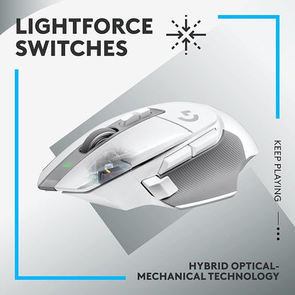 Logitech G502 X Lightspeed Wireless Gaming Mouse + Powerplay 2 Wireless Charging Mouse Pad Bundle - White