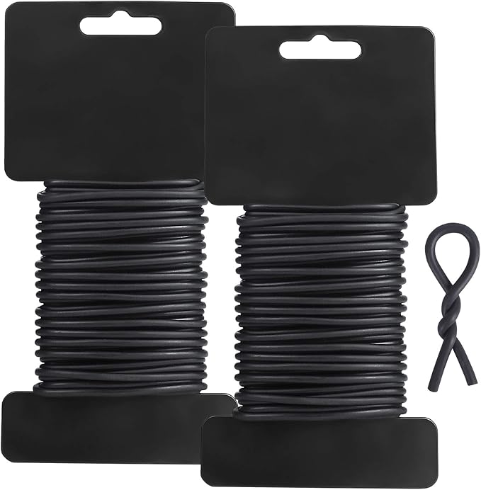 Tenn Well Garden Ties, 52 Feet 3.5mm Soft Garden Wire, Plant Twist Ties for Climbing Plants, Tomatoes, Climbing Roses, Trellises (2PCS X 26 Feet, Black)