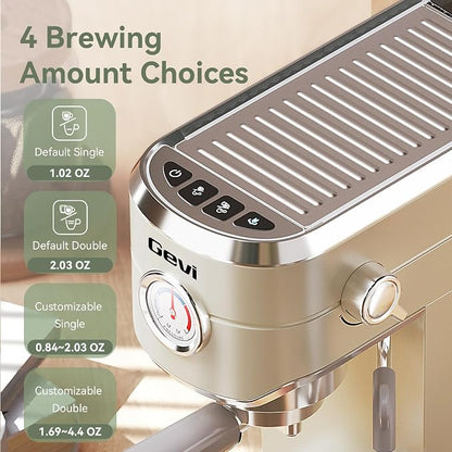 Gevi 20Bar Espresso Machine,Compact Coffee Maker with Adjustable Steam Wand | Removable Water Tank; Include Necessary Accessories; Can Make Americanos、Latte; Easy to Clean and Maintain;