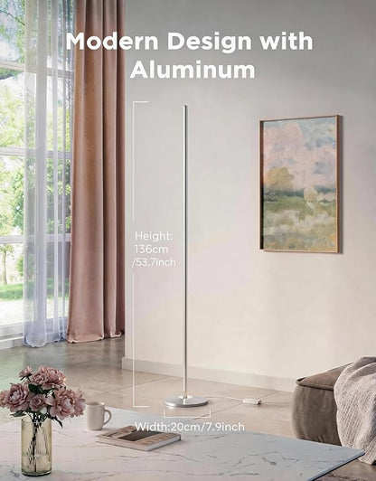Govee RGBIC Floor Lamp, 1000lm LED Corner Lamp | Works with Alexa, Smart Modern Floor Lamp with Music Sync and Color Changing Standing Lamp for Bedroom Living Room Silver
