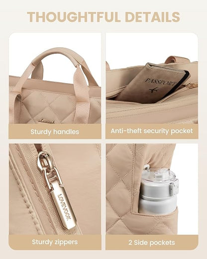 LOVEVOOK Tote Bag for Women,Light Puffer Tote Bag with Multi-pockets,Stylish Carry on Laptop Bags for Daily,Travel,Work,Gym