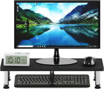 Furinno Turn-N-Tube Monitor Riser Stand, Americano, Stainless Steel Tubes