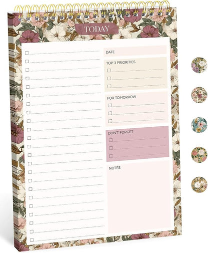 Taja To Do List Notepad, Undated Daily Planner for Work and Goal Setting | Mauve Muse, 52 Sheets, 9.8" x 6.5" , for Office, Home and school, Daily Task Planning, Notes and Everyday Organization