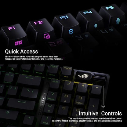 ASUS ROG Strix Scope II 96 Wireless Mechanical Gaming Keyboard – 96% Full-Size, Tri-Mode Connectivity, Hot Swappable Pre-lubed ROG NX Storm Clicky Switches, PBT Keycaps, RGB, PC/Mac Support - White