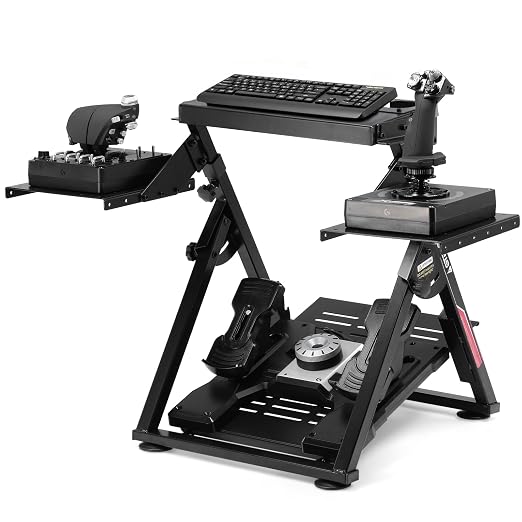 GTPLAYER Flight Racing Simulation Stand Foldable Gaming Stand Compatible with Logitech/Thrustmaster/PXN Gaming Devices Adjustable Stable Simulator Cockpit Stand, Electronic Device Not Included, Black