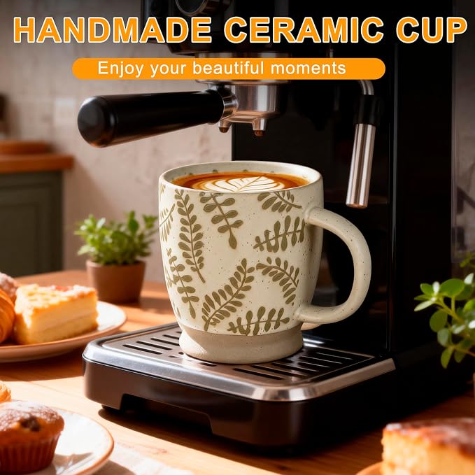 18oz Coffee Mug Gift for Women Mom Her - Rustic Handmade Coffee Cup | Microwave & dishwasher safe. Mug for latte, cocoa, tea, milk, milkshake. Home office essential. Great gift for mom or her