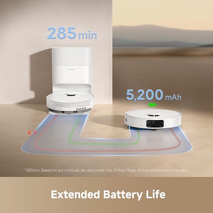 dreame D20 Plus Robot Vacuum and Mop, Detangling DuoBrush for Pet Hair | 13,000Pa Suction, Self-Emptying with 5L Dust Bag, LDS Mapping, App & Voice Control, Ideal for Hard Floors & Carpets