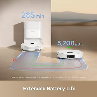 dreame D20 Plus Robot Vacuum and Mop, Detangling DuoBrush for Pet Hair | 13,000Pa Suction, Self-Emptying with 5L Dust Bag, LDS Mapping, App & Voice Control, Ideal for Hard Floors & Carpets