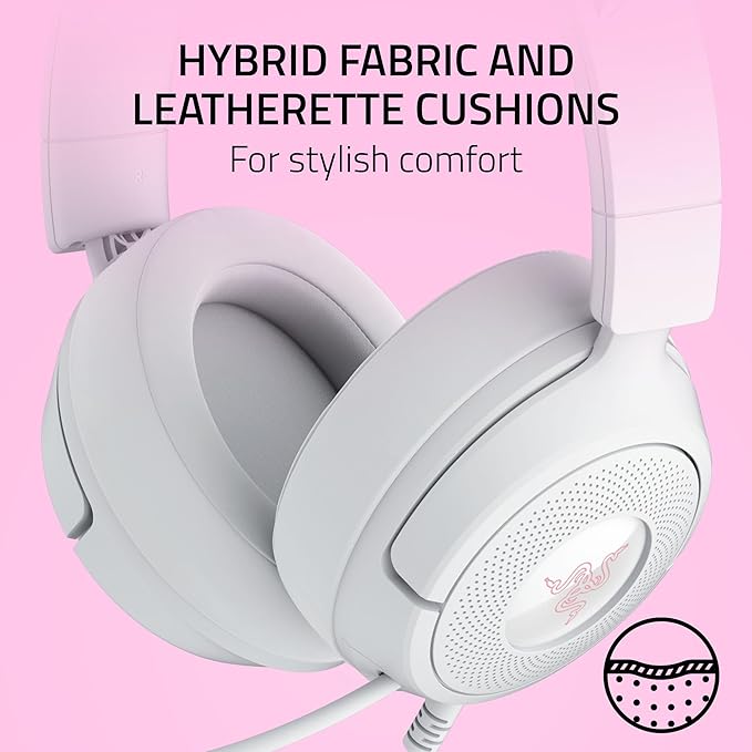 Razer Kraken Kitty V3 X Wired Gaming Headset, Kitty Ears, White | HyperClear Cardioid Mic, 40 mm Drivers, 7.1 Surround Sound, Comfy Ear Cushions, Cross-Platform via 3.5mm PC, PS5, Xbox