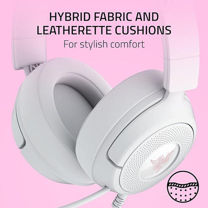 Razer Kraken Kitty V3 X Wired Gaming Headset, Kitty Ears, White | HyperClear Cardioid Mic, 40 mm Drivers, 7.1 Surround Sound, Comfy Ear Cushions, Cross-Platform via 3.5mm PC, PS5, Xbox