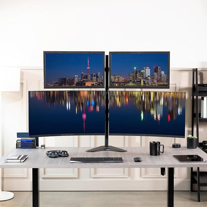 VIVO Quad 13 to 30 inch Monitor Free-Standing Mount, Fully Adjustable Desk Stand, Holds 4 Flat or Curved Display Screens, STAND-V004F