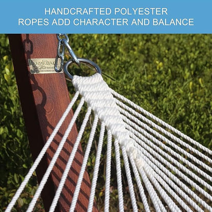 Lazy Daze Hammocks 12 FT Double Quilted Fabric Hammock with Spreader Bar and Detachable Pillow, 2 Person Hammock for Outdoor Outside Patio Garden Yard Pool Beach, 450lbs Weight Capacity (Blue)