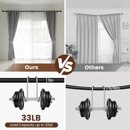 1” Diameter Curtain Rods Itself is 30 to 240 inch 1 Pack Fit 30-234 inch Window with Heavy Duty Adjustable Rod Matte Black Splicing Metal Extra Long Curtain Rod for Windows
