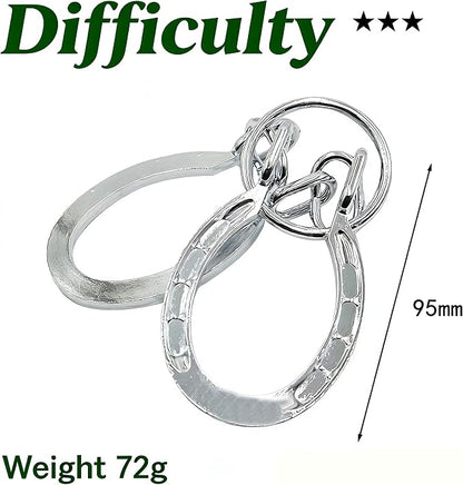 MAGIKON Traditional Brain Teaser, Classical Metal Horseshoe Puzzle (Silver, Normal)
