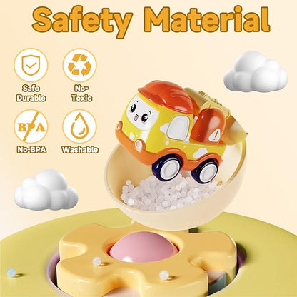 Baby Mini Car Toys for 1 Year Old Boy Gifts, 6 Sets Pull-Back Trucks for Toddlers Age 1-3, Infant Push and Go Friction Powered Vehicles, Early Educational Birthday Gift for 1 2 3 Year Olds Boy Girl