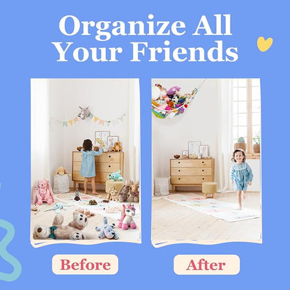 Stuffed Animal Hammock 2 Pack | Corner Stuffed Animal Storage & Plushie Net | Toy Hammock for Stuffed Animals | Holds 12lbs | Easy Hang, All Hardware Included | White Bedroom Decor | by Lilly's Love