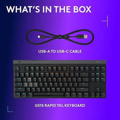 Logitech G515 TKL Rapid Wired Gaming Keyboard (Hall-Effect) - Black | Fully customizable, analog switches, rapid trigger, ultra-slim, USB-A port connection