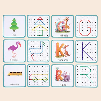Wooden Geoboard Path Planning Educational Toy for Kids 5+ | Help children foster Spatial Reasoning, Symmetry Awareness, Fine Motor Skills
