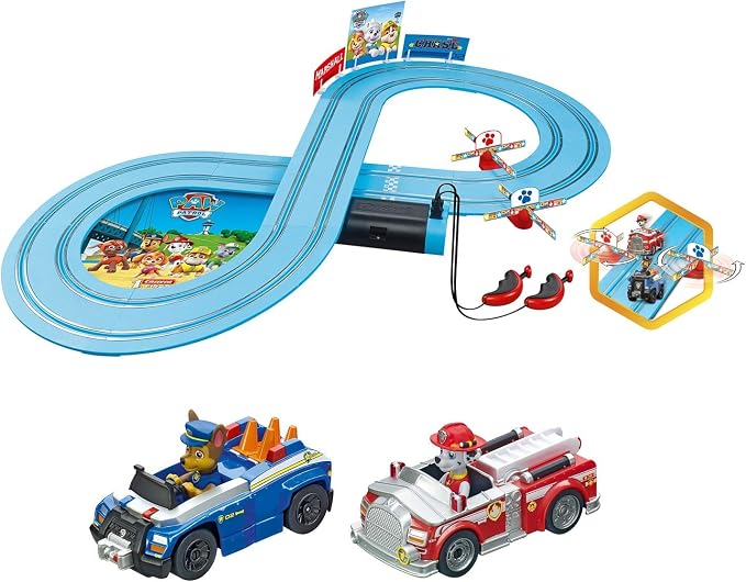 Carrera First Paw Patrol - Slot Car Race Track - Includes 2 Cars: Chase and Marshall - Battery-Powered Beginner Racing Set for Kids Ages 3 Years and Up, Multi