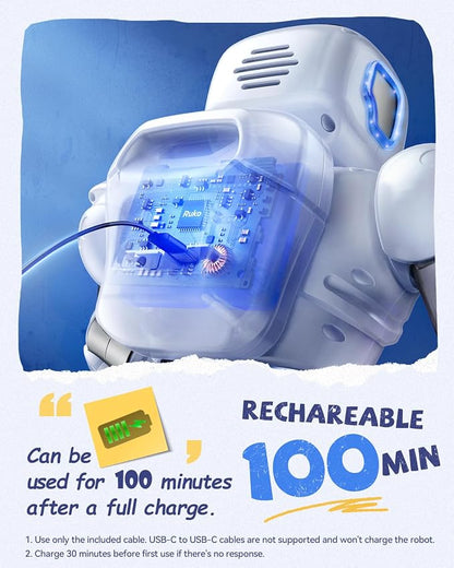 Ruko 1088 Smart Robot Toy for Kids, Large Programmable Interactive Gift | Support Remote Control & App Control & Voice Command, Birthday Gift for Boys & Girls Ages 4 5 6 7 8 9, Blue
